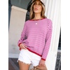 image:imageANRABESS Sweaters for Women Striped Top Long Sleeve Shirts Fall OutfitsRed White Pink