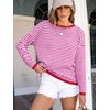 image:imageANRABESS Sweaters for Women Striped Top Long Sleeve Shirts Fall OutfitsRed White Pink