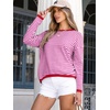image:imageANRABESS Sweaters for Women Striped Top Long Sleeve Shirts Fall OutfitsRed White Pink