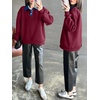 image:imageANRABESS Sweatshirt for Women Button Up Denim Collared Pullover Henley Top