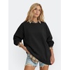 image:imageANRABESS Sweatshirts for Women Oversized Long Sleeve Textured Side PulloverBlack