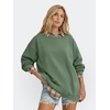 image:imageANRABESS Sweatshirts for Women Oversized Long Sleeve Textured Side PulloverGreen