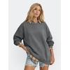 image:imageANRABESS Sweatshirts for Women Oversized Long Sleeve Textured Side PulloverGrey