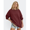 image:imageANRABESS Sweatshirts for Women Oversized Long Sleeve Textured Side PulloverWine Red