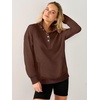 image:imageANRABESS Waffle Knit Sweatshirt for Women Henley ShirtsBrown