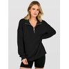image:imageANRABESS Waffle Knit Sweatshirt for Women Lightweight ShirtsBlack