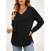 image:imageANRABESS Women Fleece Thermal Shirts Lightweight Long Sleeve Tunic TopBlack
