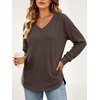 image:imageANRABESS Women Fleece Thermal Shirts Lightweight Long Sleeve Tunic TopCoffee