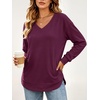 image:imageANRABESS Women Fleece Thermal Shirts Lightweight Long Sleeve Tunic TopDark Purple