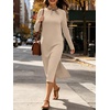 image:imageANRABESS Women Wrinkle Free Long Sleeve Fall Midi Dress with PocketsAlmond