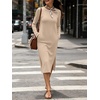 image:imageANRABESS Women Wrinkle Free Long Sleeve Fall Midi Dress with PocketsAlmond