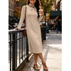 image:imageANRABESS Women Wrinkle Free Long Sleeve Fall Midi Dress with PocketsAlmond