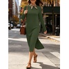 image:imageANRABESS Women Wrinkle Free Long Sleeve Fall Midi Dress with PocketsArmy Green