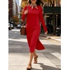 image:imageANRABESS Women Wrinkle Free Long Sleeve Fall Midi Dress with PocketsRed