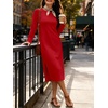 image:imageANRABESS Women Wrinkle Free Long Sleeve Fall Midi Dress with PocketsRed