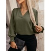 image:imageANRABESS Womens Business Casual Top Dressy Blouses Puff Long Sleeve ShirtsArmy Green