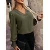 image:imageANRABESS Womens Business Casual Top Dressy Blouses Puff Long Sleeve ShirtsArmy Green