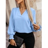 image:imageANRABESS Womens Business Casual Top Dressy Blouses Puff Long Sleeve ShirtsBright Bblue