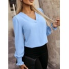 image:imageANRABESS Womens Business Casual Top Dressy Blouses Puff Long Sleeve ShirtsBright Bblue
