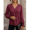 image:imageANRABESS Womens Business Casual Top Dressy Blouses Puff Long Sleeve ShirtsBurgundy Wine Red