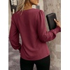 image:imageANRABESS Womens Business Casual Top Dressy Blouses Puff Long Sleeve ShirtsBurgundy Wine Red