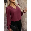 image:imageANRABESS Womens Business Casual Top Dressy Blouses Puff Long Sleeve ShirtsBurgundy Wine Red
