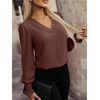 image:imageANRABESS Womens Business Casual Top Dressy Blouses Puff Long Sleeve ShirtsCoffee