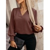 image:imageANRABESS Womens Business Casual Top Dressy Blouses Puff Long Sleeve ShirtsCoffee