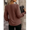 image:imageANRABESS Womens Business Casual Top Dressy Blouses Puff Long Sleeve ShirtsCoffee