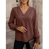 image:imageANRABESS Womens Business Casual Top Dressy Blouses Puff Long Sleeve ShirtsCoffee