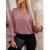 image:imageANRABESS Womens Business Casual Top Dressy Blouses Puff Long Sleeve ShirtsDusty Rose