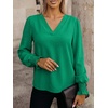 image:imageANRABESS Womens Business Casual Top Dressy Blouses Puff Long Sleeve ShirtsGreen