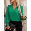 image:imageANRABESS Womens Business Casual Top Dressy Blouses Puff Long Sleeve ShirtsGreen
