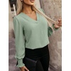 image:imageANRABESS Womens Business Casual Top Dressy Blouses Puff Long Sleeve ShirtsLight Green