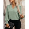 image:imageANRABESS Womens Business Casual Top Dressy Blouses Puff Long Sleeve ShirtsLight Green