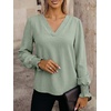 image:imageANRABESS Womens Business Casual Top Dressy Blouses Puff Long Sleeve ShirtsLight Green