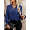 image:imageANRABESS Womens Business Casual Top Dressy Blouses Puff Long Sleeve ShirtsNavy Blue