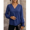 image:imageANRABESS Womens Business Casual Top Dressy Blouses Puff Long Sleeve ShirtsNavy Blue