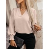 image:imageANRABESS Womens Business Casual Top Dressy Blouses Puff Long Sleeve ShirtsParchment
