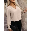 image:imageANRABESS Womens Business Casual Top Dressy Blouses Puff Long Sleeve ShirtsParchment