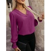 image:imageANRABESS Womens Business Casual Top Dressy Blouses Puff Long Sleeve ShirtsPurple Red