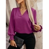 image:imageANRABESS Womens Business Casual Top Dressy Blouses Puff Long Sleeve ShirtsPurple Red