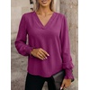 image:imageANRABESS Womens Business Casual Top Dressy Blouses Puff Long Sleeve ShirtsPurple Red