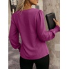 image:imageANRABESS Womens Business Casual Top Dressy Blouses Puff Long Sleeve ShirtsPurple Red
