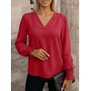 image:imageANRABESS Womens Business Casual Top Dressy Blouses Puff Long Sleeve ShirtsRed