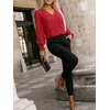 image:imageANRABESS Womens Business Casual Top Dressy Blouses Puff Long Sleeve ShirtsRed