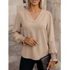 image:imageANRABESS Womens Business Casual Top Dressy Blouses Puff Long Sleeve ShirtsYellow Khaki