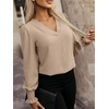 image:imageANRABESS Womens Business Casual Top Dressy Blouses Puff Long Sleeve ShirtsYellow Khaki