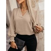 image:imageANRABESS Womens Business Casual Top Dressy Blouses Puff Long Sleeve ShirtsYellow Khaki