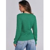 image:imageANRABESS Womens Cable Knit V Neck Long Sleeve Fitted Sweaters TopGreen